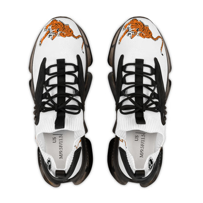 Men's White Mesh Sneakers — Lightweight Breathable Athletic Shoes with Color-Tiger & Black Sole
