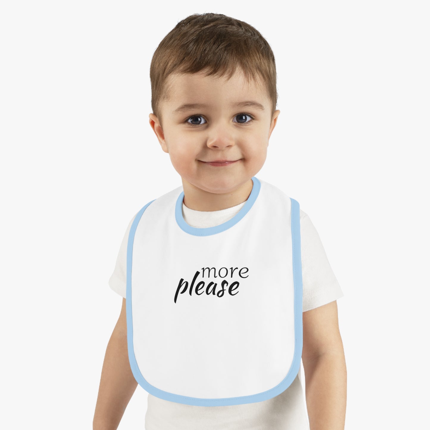 Baby Contrast Trim Jersey Bib - more please