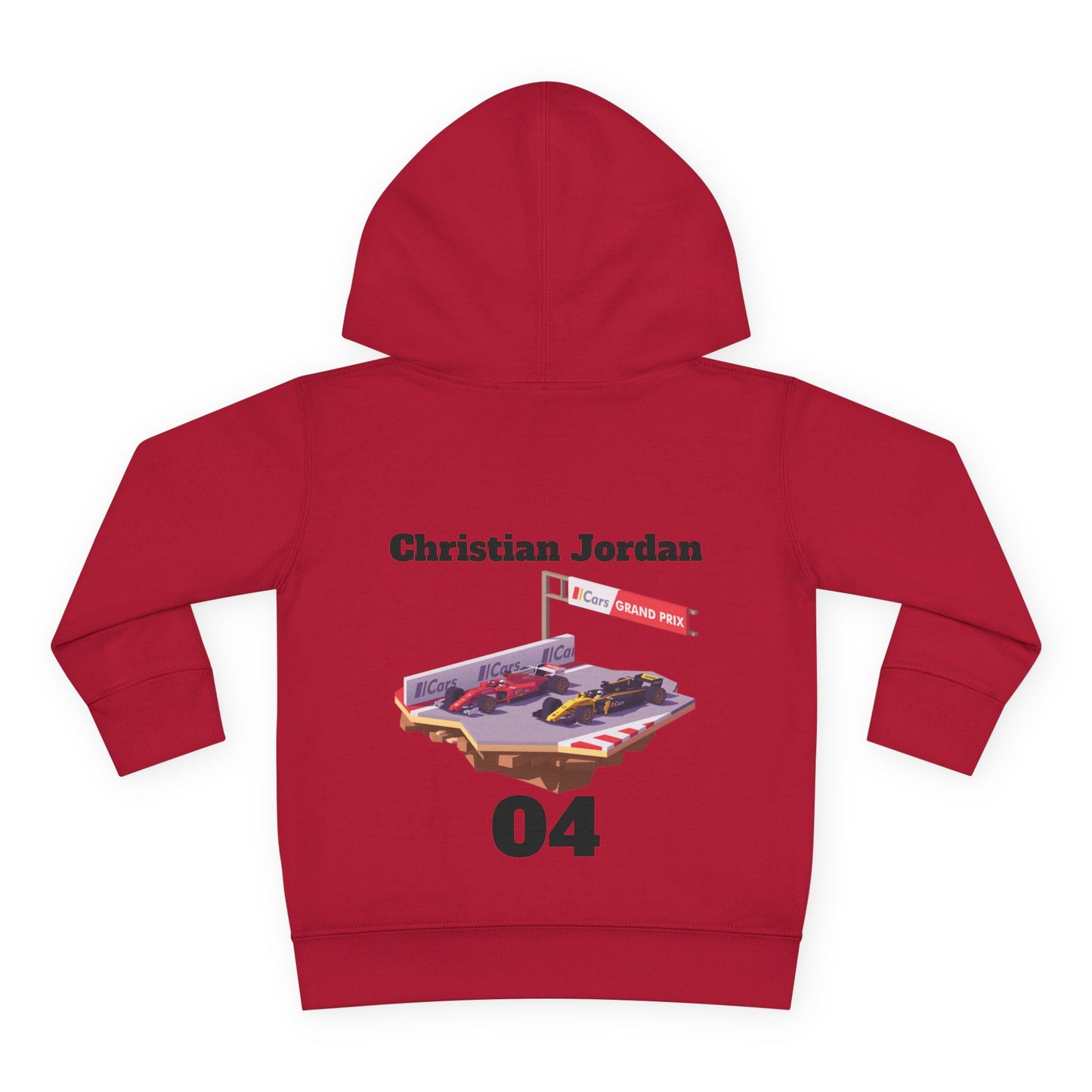 Toddler Hoodie — 'Christian Jordan 04' Pullover Fleece with Race Track Graphic