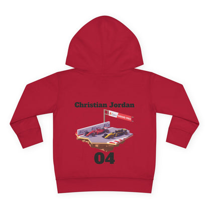 Toddler Hoodie — 'Christian Jordan 04' Pullover Fleece with Race Track Graphic