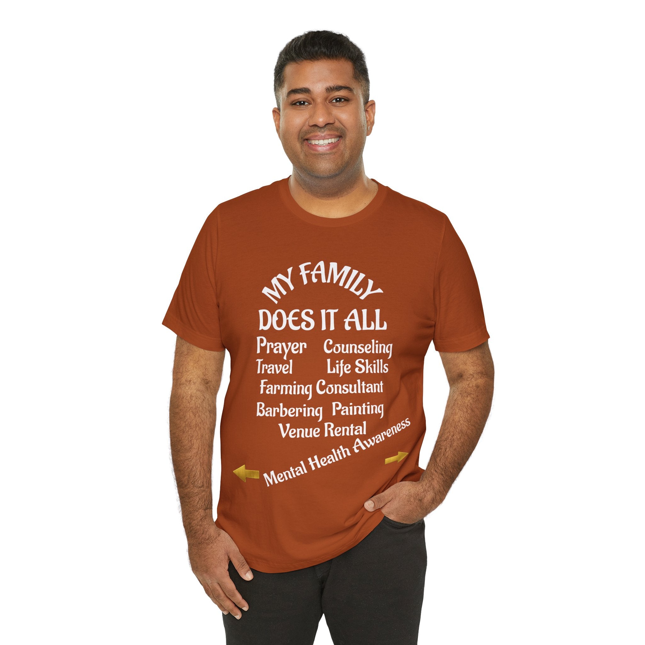 Unisex Jersey Short Sleeve-MY FAMILY DOES IT ALL W/BACK PRINT