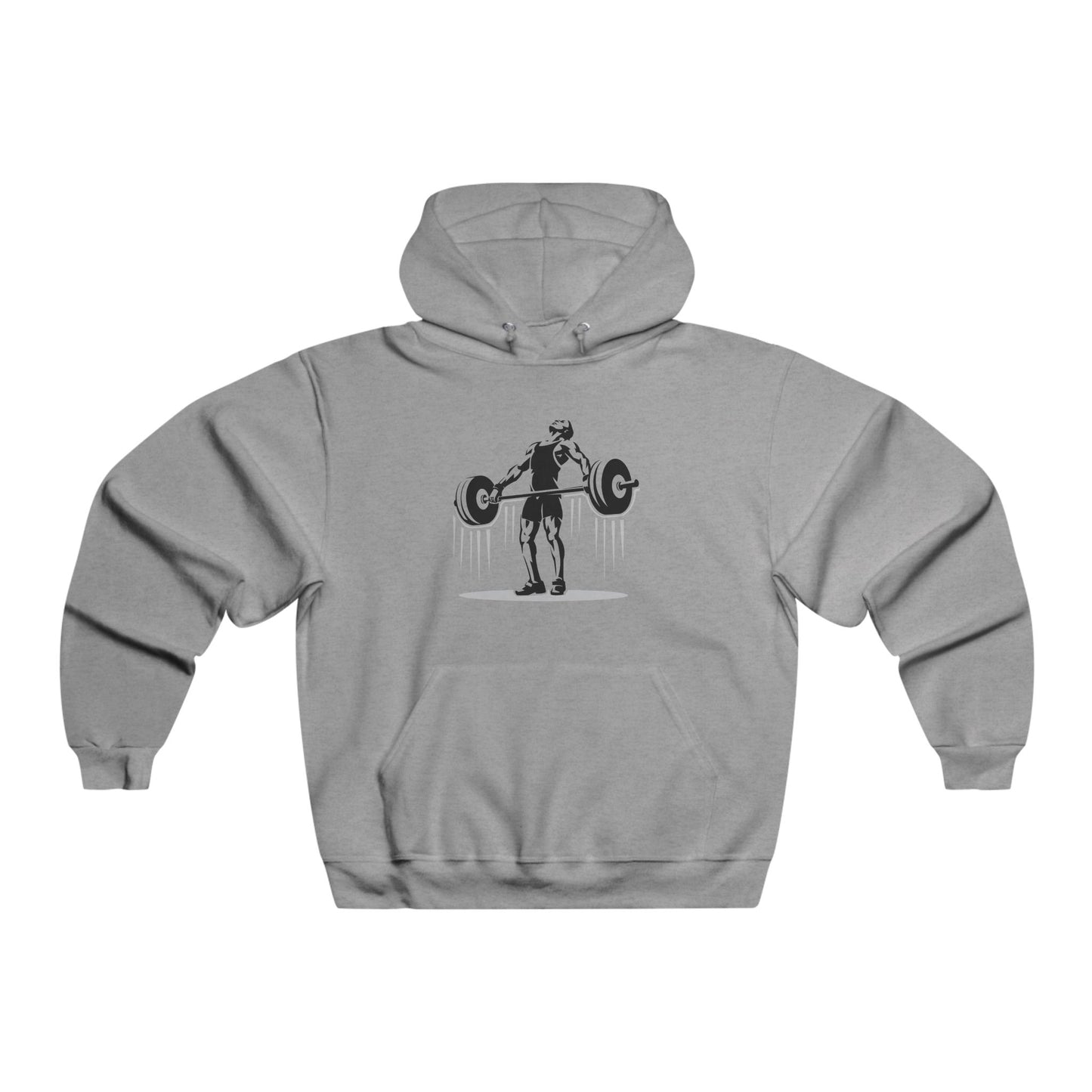 Men's Fitness Hoodie with Barbell Graphic
