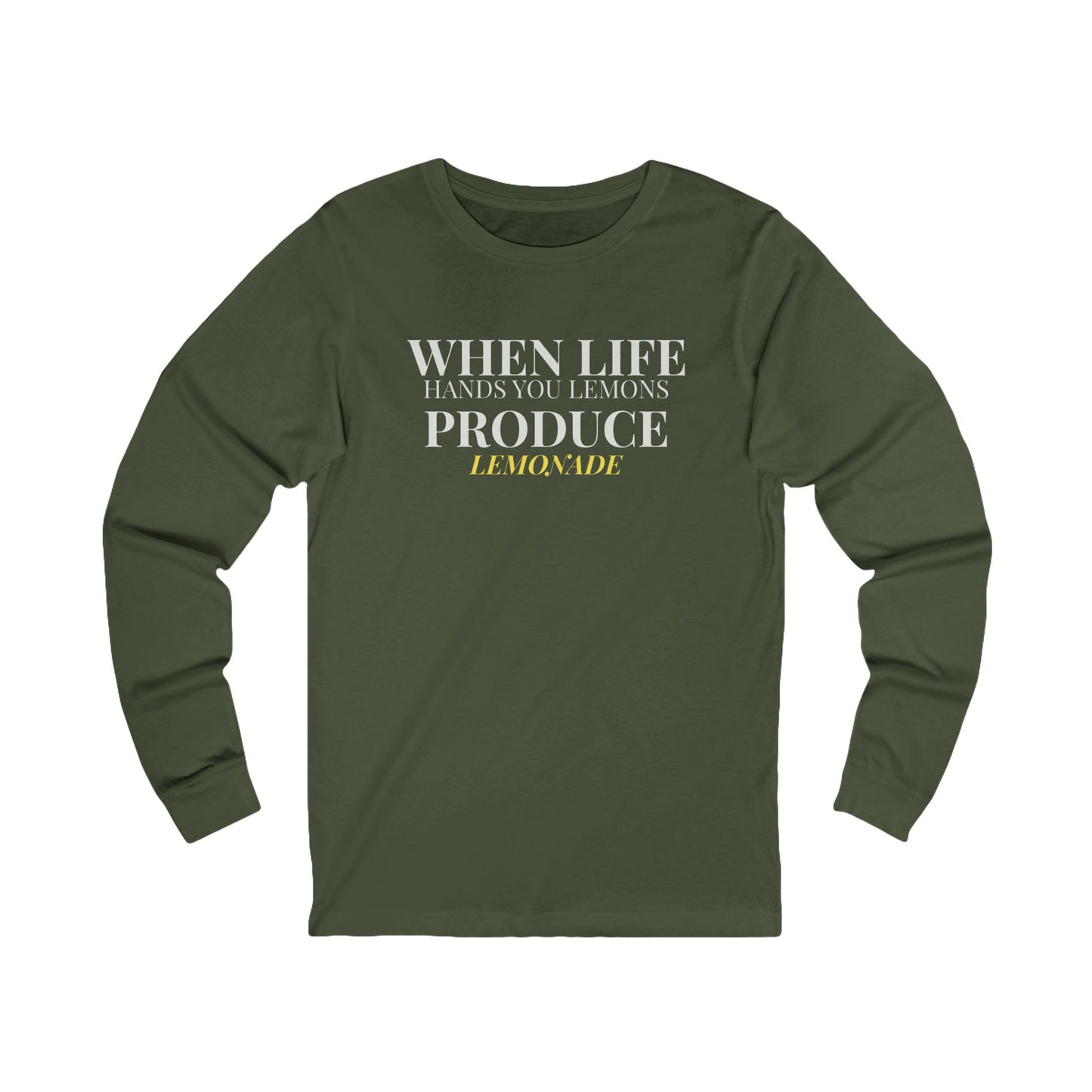 Long Sleeve Tee — "MAKE LEMONADE" Minimal Inspirational Graphic