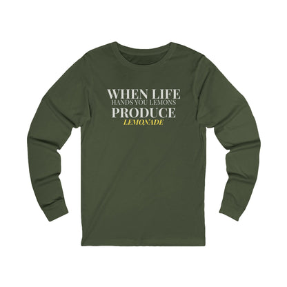 Long Sleeve Tee — "MAKE LEMONADE" Minimal Inspirational Graphic