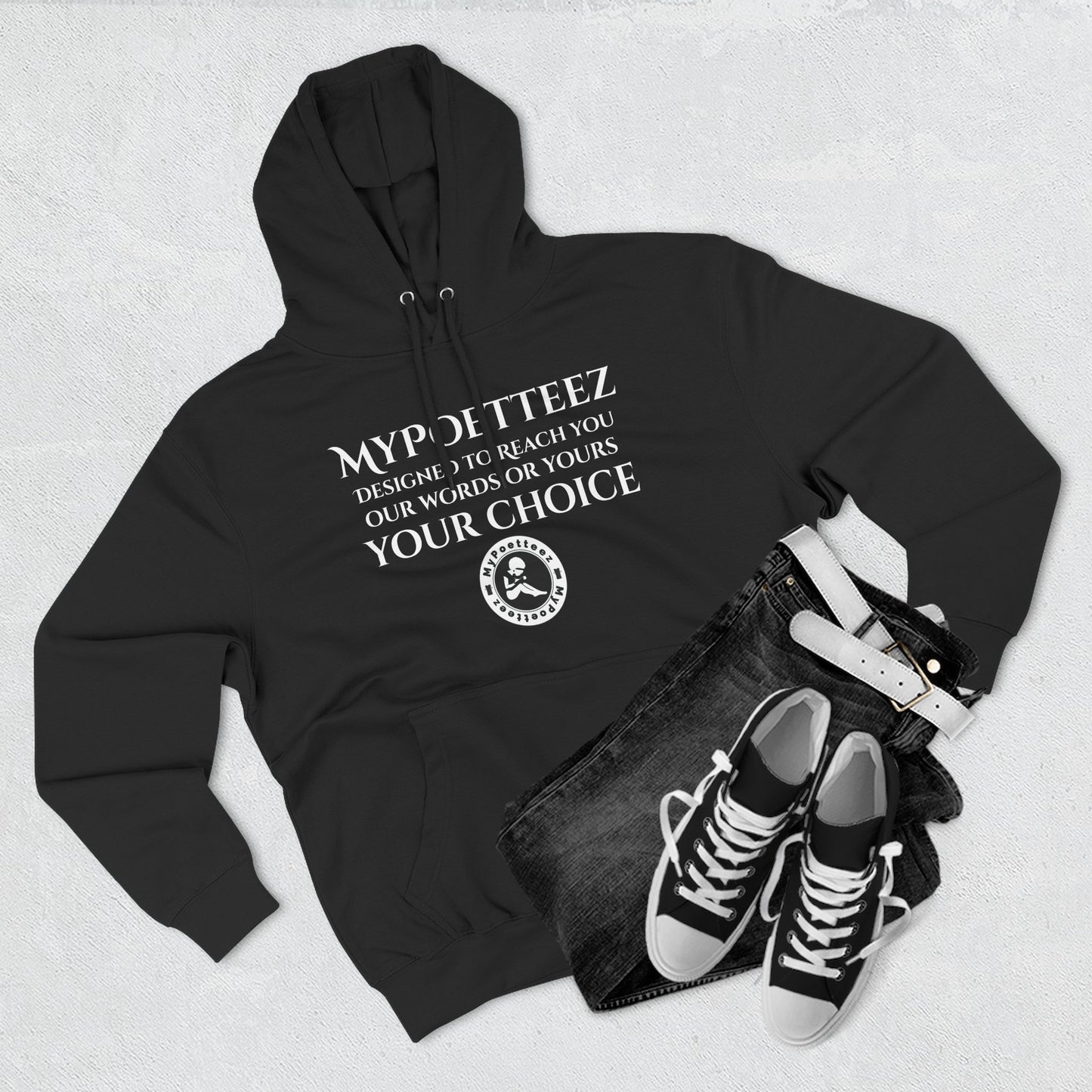 MYPOETTEEZ Logo Three-Panel Fleece Hoodie — Graphic-Black