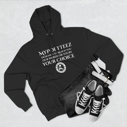 MYPOETTEEZ Logo Three-Panel Fleece Hoodie — Graphic-Black