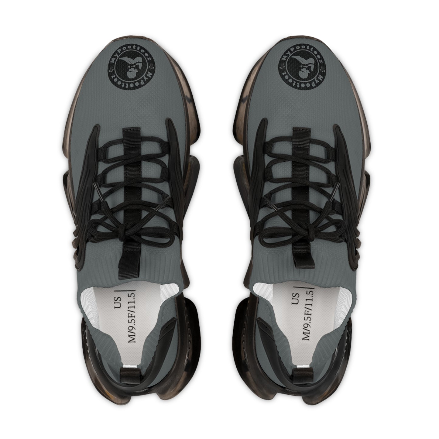 Men's Mesh Sneakers Grey/Black Soles-MyPoetteez Logo
