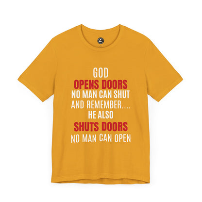 Unisex Jersey Short Sleeve Tee-GOD OPENS DOORS
