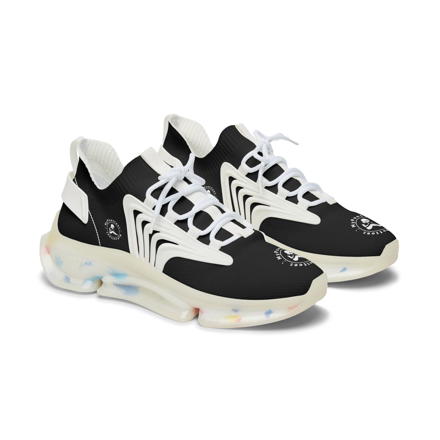 Women's Mesh Sneakers Black/Black Soles-MyPoetteez Logo