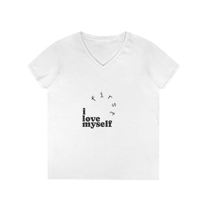 I Love Myself Ladies' V-Neck T-Shirt — Positive Self-Love Graphic Tee