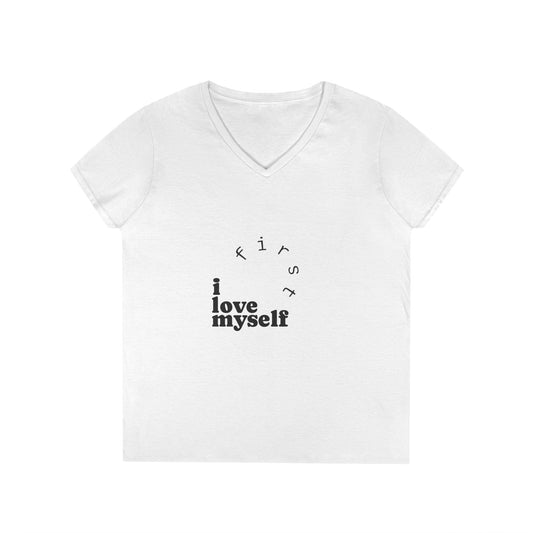 I Love Myself Ladies' V-Neck T-Shirt — Positive Self-Love Graphic Tee