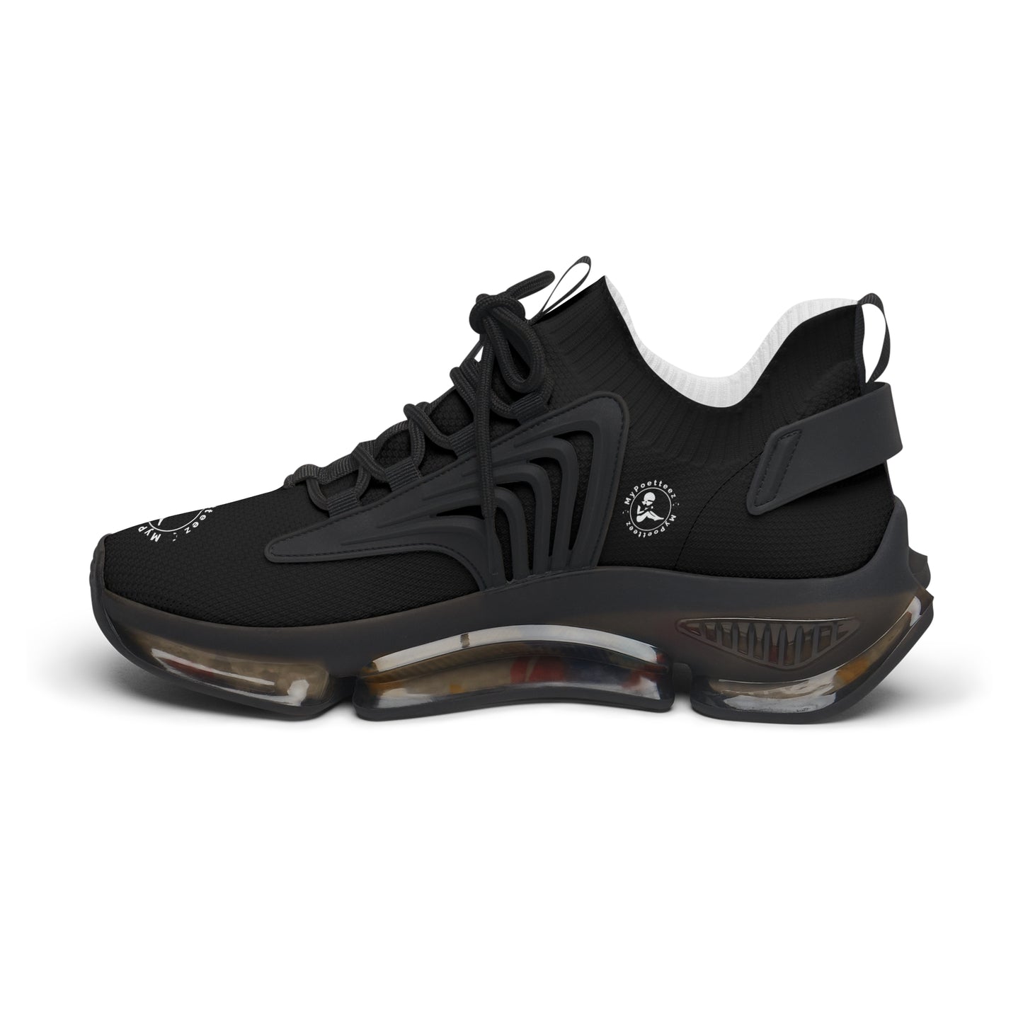 Women's Mesh Sneakers Black/Black Soles-MyPoetteez Logo