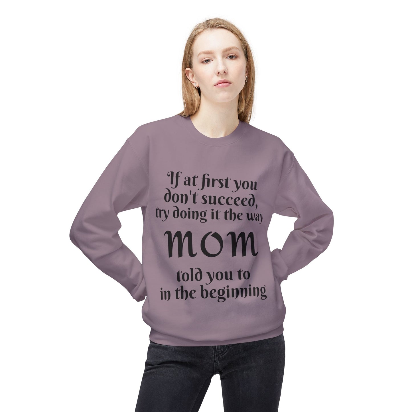 Unisex Midweight Softstyle Fleece Crewneck Sweatshirt-MOM TOLD YOU