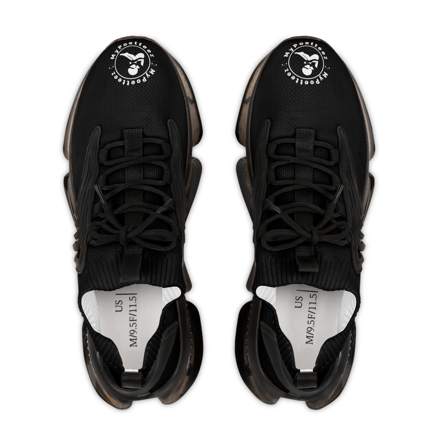 Men's Mesh Sneakers Black/Black Soles-MyPoetteez Logo