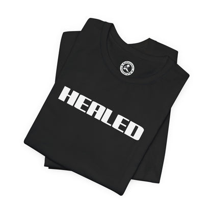 AI MODEL Healed Graphic - Bold White "HEALED" Unisex Shirt | Inspirational Faith & Recovery T-Shirt