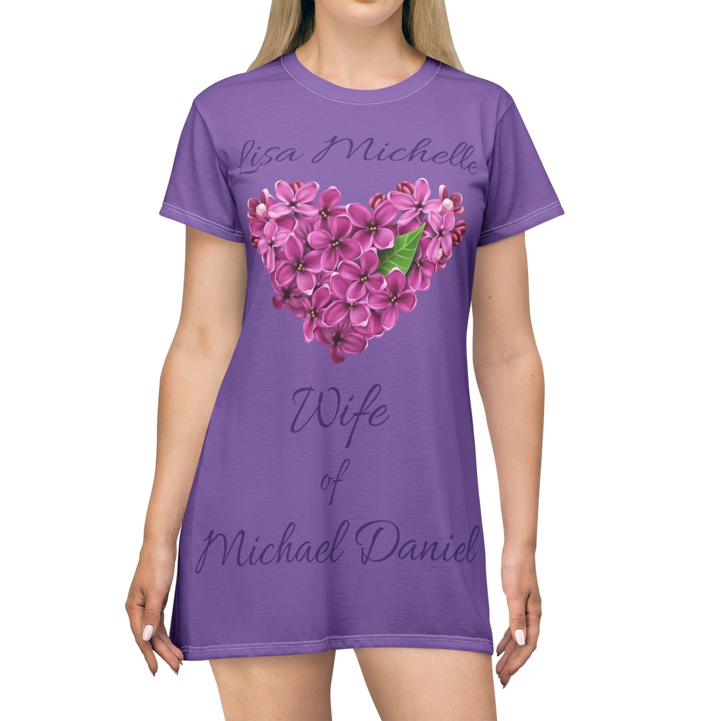 T-Shirt Dress (AOP)-Lisa Michelle-Wife-Lt Purple