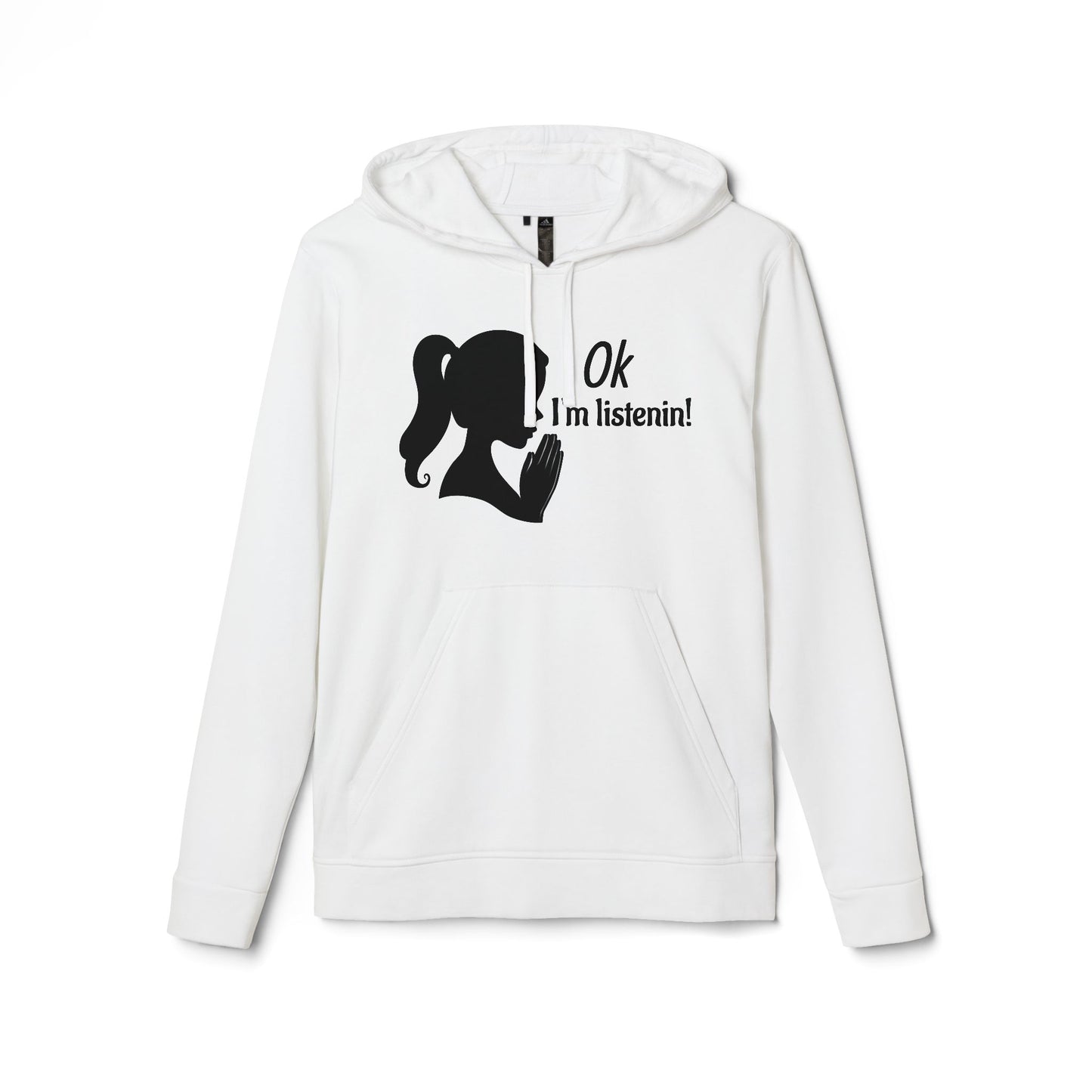 Prayer Silhouette Hoodie — Minimalist Faith Graphic Hooded Sweatshirt "I'm listenin"