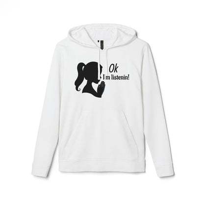 Prayer Silhouette Hoodie — Minimalist Faith Graphic Hooded Sweatshirt "I'm listenin"