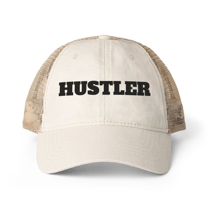 Women's Washed Mesh-Back Cap-HUSTLER
