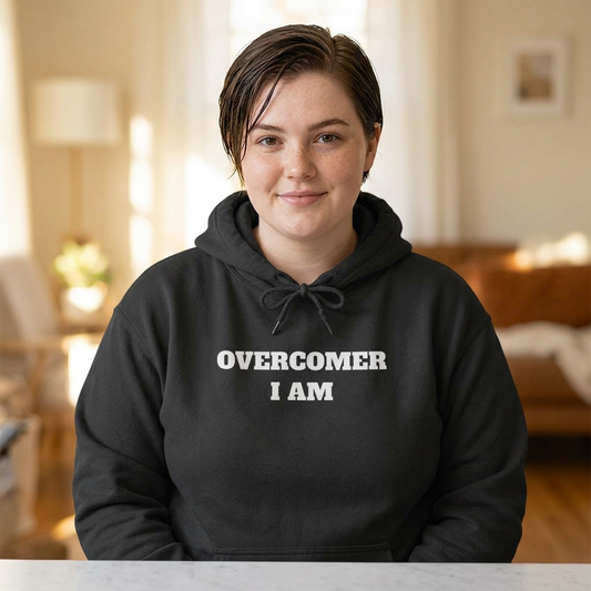 Suggest to SIZE UP-Waist band snug fit-Unisex College Hoodie-OVERCOMER I AM