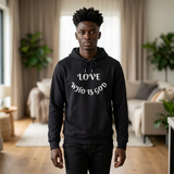 Hoodie — "WHO IS GOD" Script Graphic Pullover