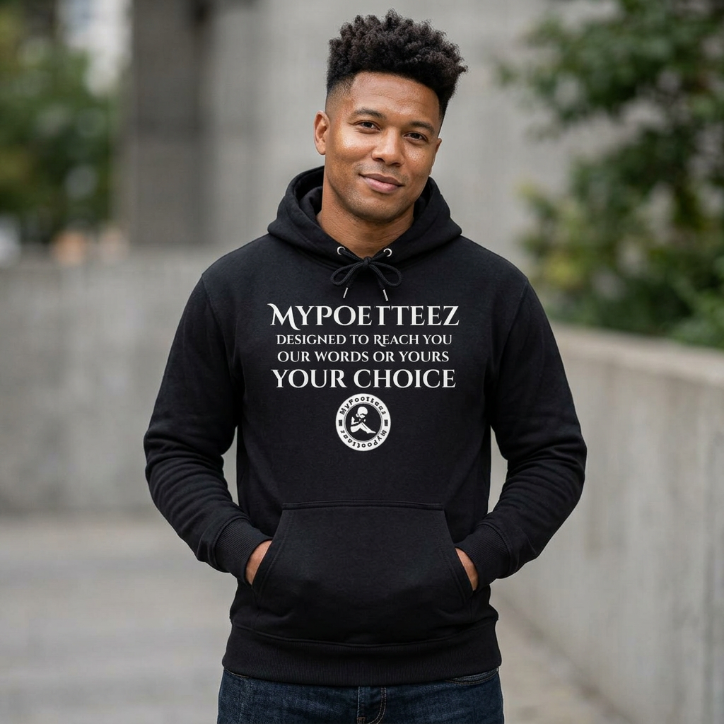 MYPOETTEEZ Logo Three-Panel Fleece Hoodie — Graphic-Black