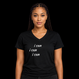 I Can Repeated Script V-Neck Tee