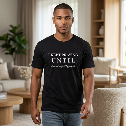 AI MODEL Inspirational "I KEPT PRAYING" Unisex Jersey Short Sleeve
