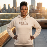 Queen Conscious Hoodie — Lightweight Fleece Pullover with Empowering Script