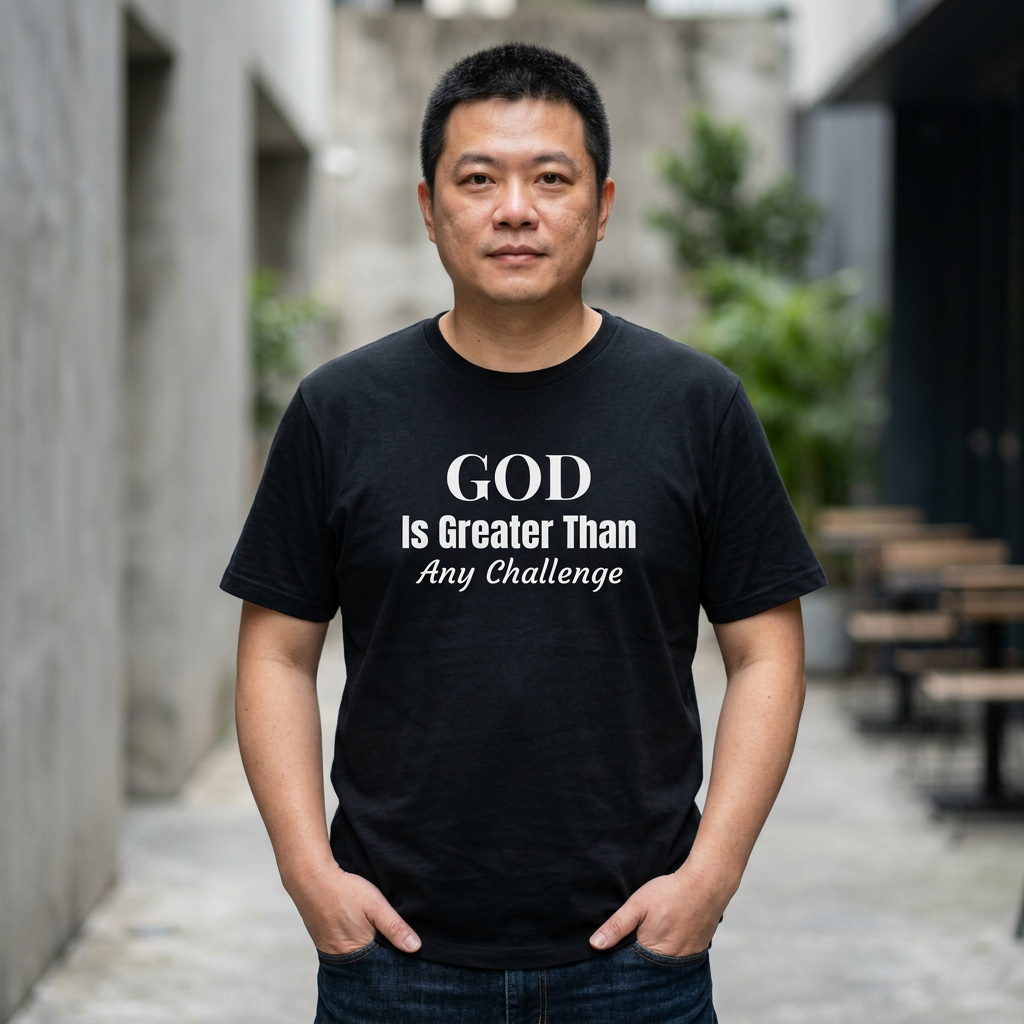 AI MODEL-GOD Is Greater-Minimalist Graphic Tee — Bold Faith Shirt