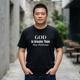 AI MODEL-GOD Is Greater-Minimalist Graphic Tee — Bold Faith Shirt