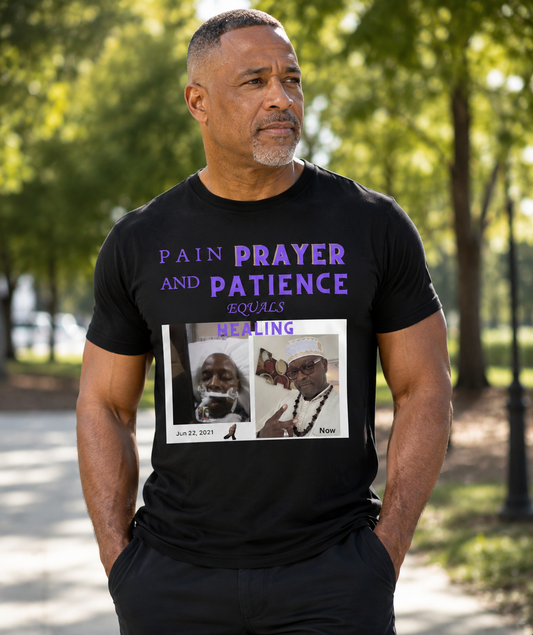 AI MODEL "Pain-Prayer & Patience Equals Healing" Inspirational Faith Graphic Tee