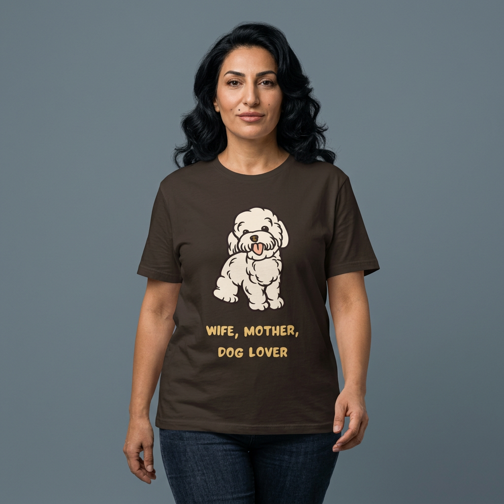 AI MODEL Wife, Mother, Dog Lover —Cute Puppy Graphic Tee for Dog Moms