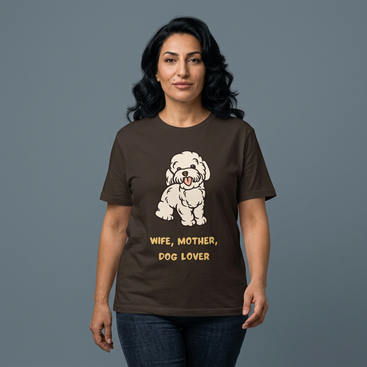 AI MODEL Wife, Mother, Dog Lover —Cute Puppy Graphic Tee for Dog Moms
