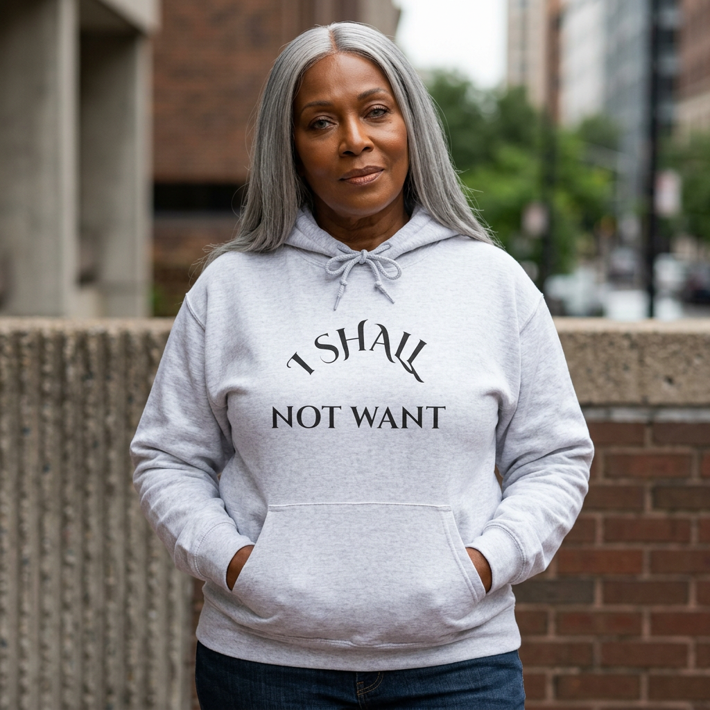 AI MODEL "I SHALL NOT WANT" — Inspirational Psalm Hoodie for Women