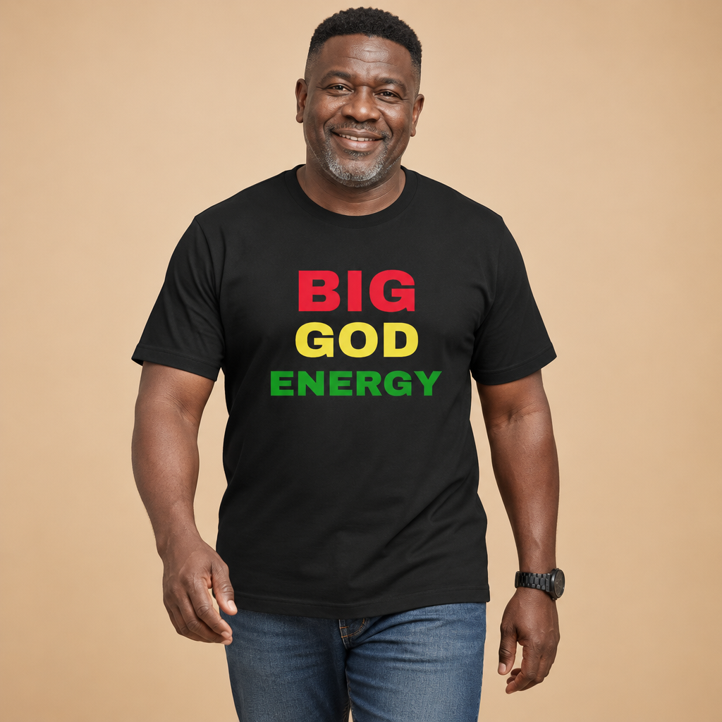 BIG GOD ENERGY Graphic Tee – Bold Green & Yellow Faith T-Shirt