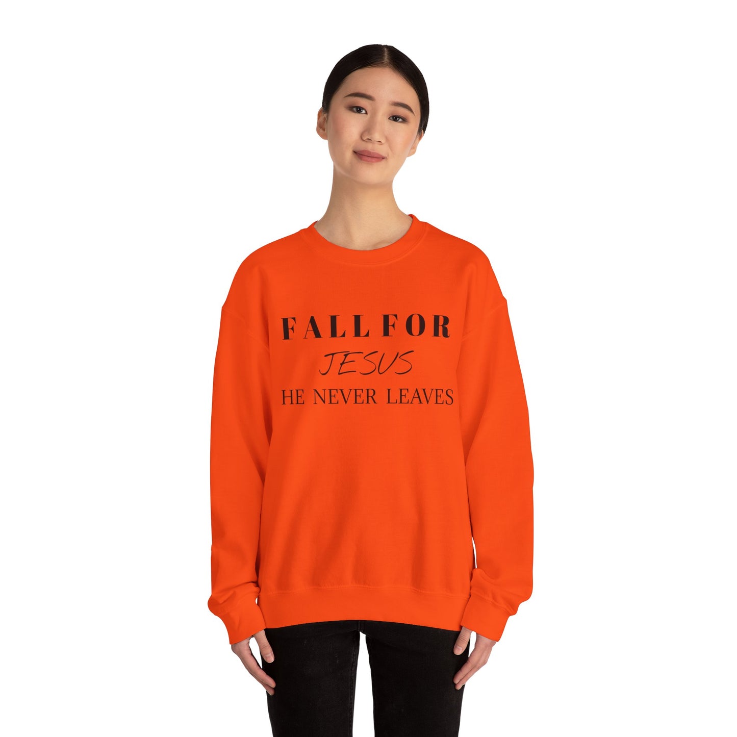 Unisex Heavy Blend™ Crewneck Sweatshirt-Fall For Jesus-He Never Leaves