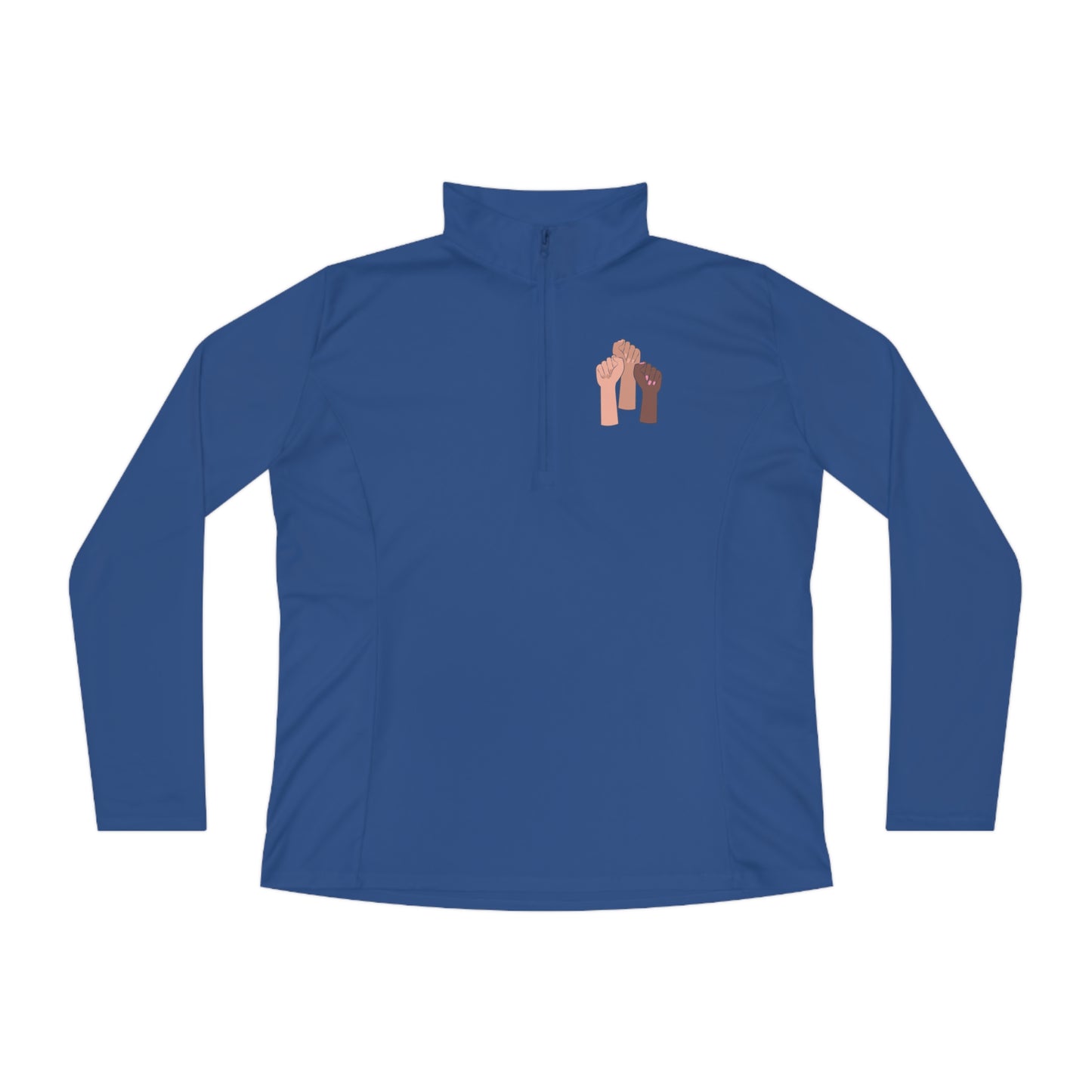 Women's Long Sleeve-Ladies Quarter-Zip Pullover-Togetherness Fists