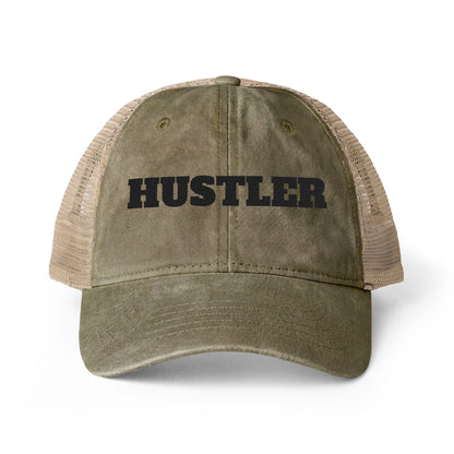 Women's Washed Mesh-Back Cap-HUSTLER