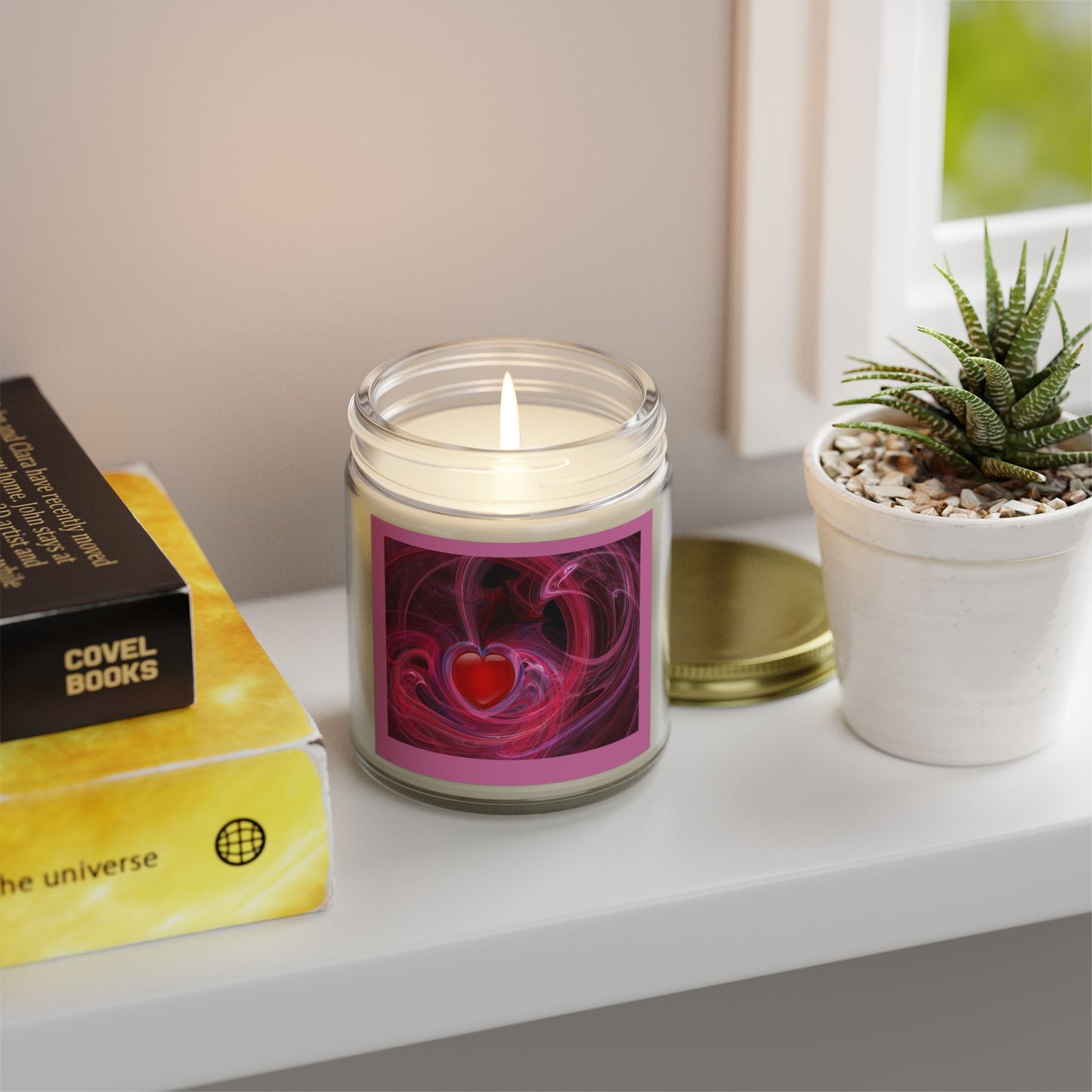 Scented Candles, Coconut Apricot Wax (4oz, 9oz) LOVE SWIRL