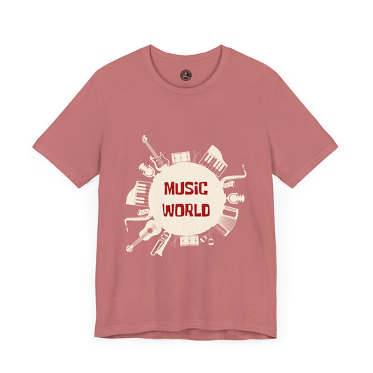 Music World Unisex Short Sleeve Tee - Perfect for Musicians & Music Lovers