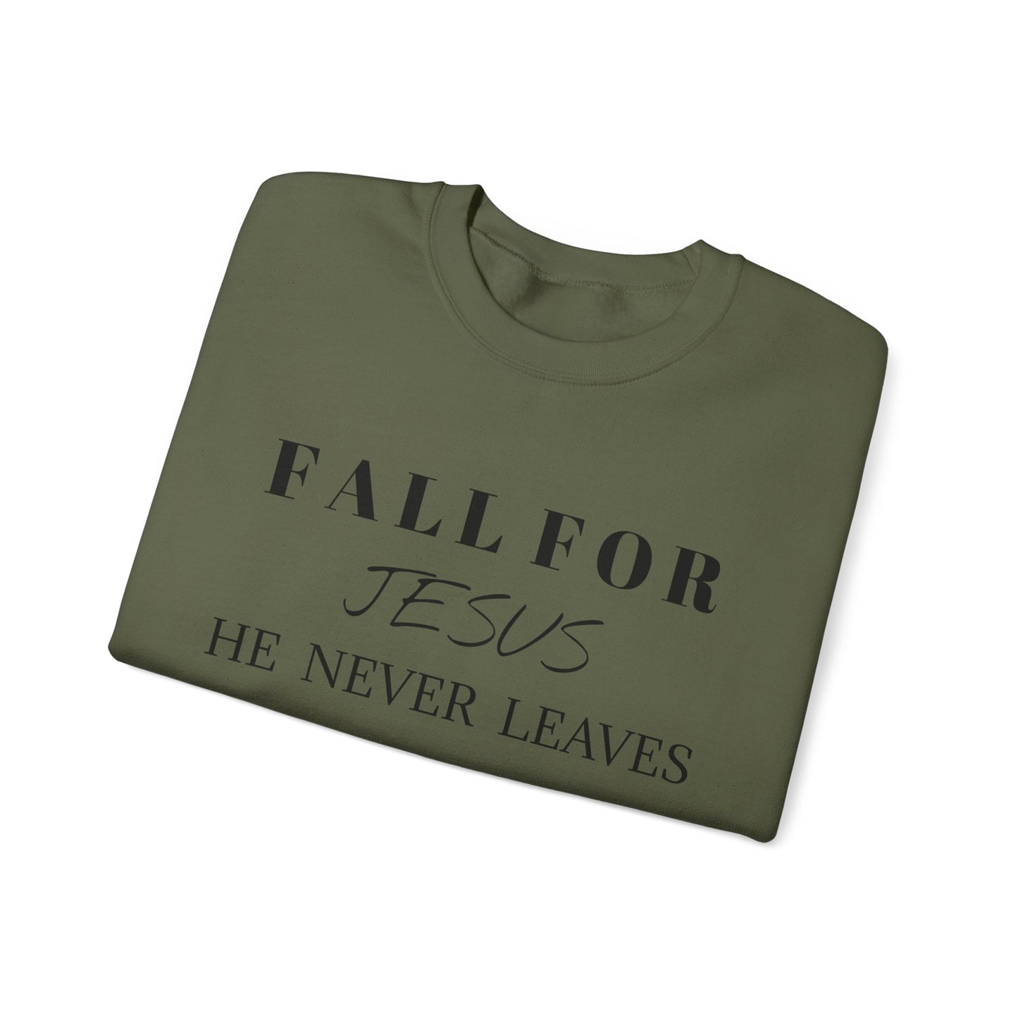 Unisex Heavy Blend™ Crewneck Sweatshirt-Fall For Jesus-He Never Leaves