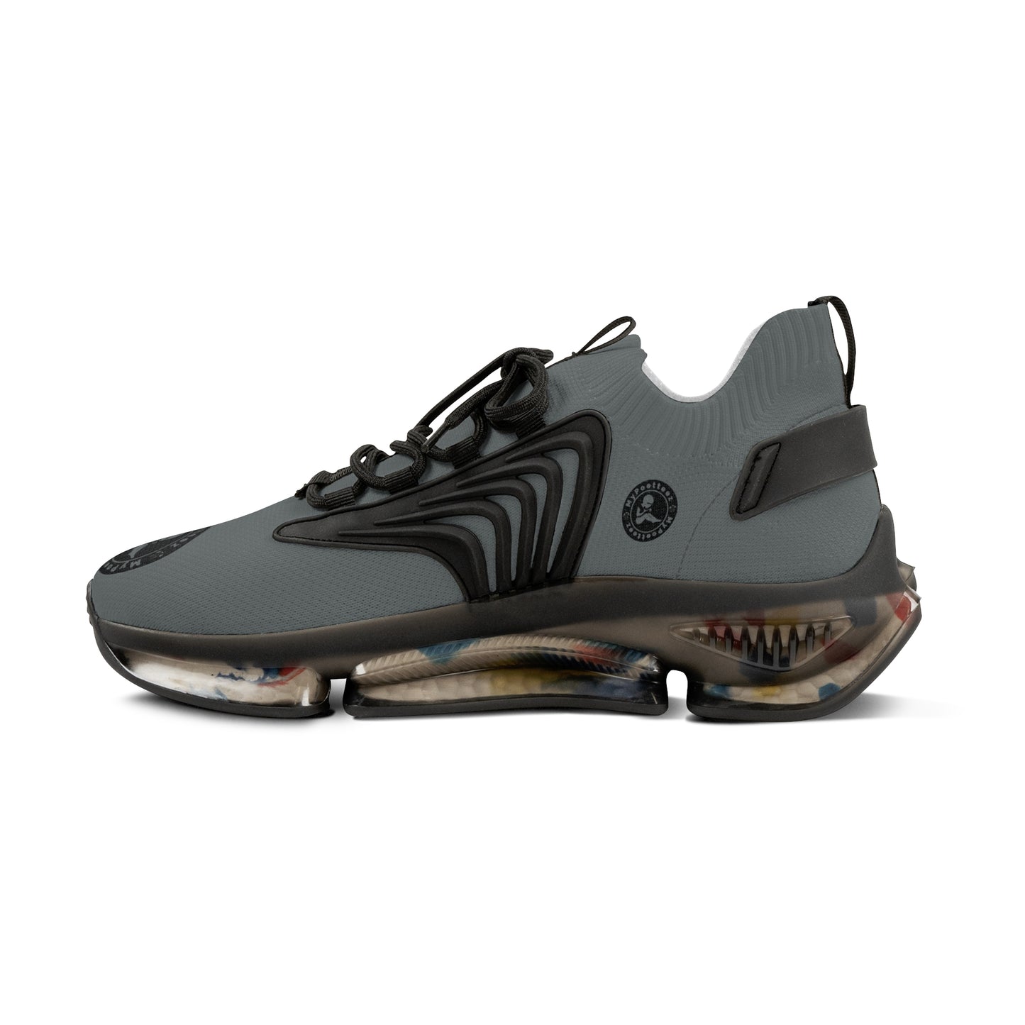 Men's Mesh Sneakers Grey/Black Soles-MyPoetteez Logo