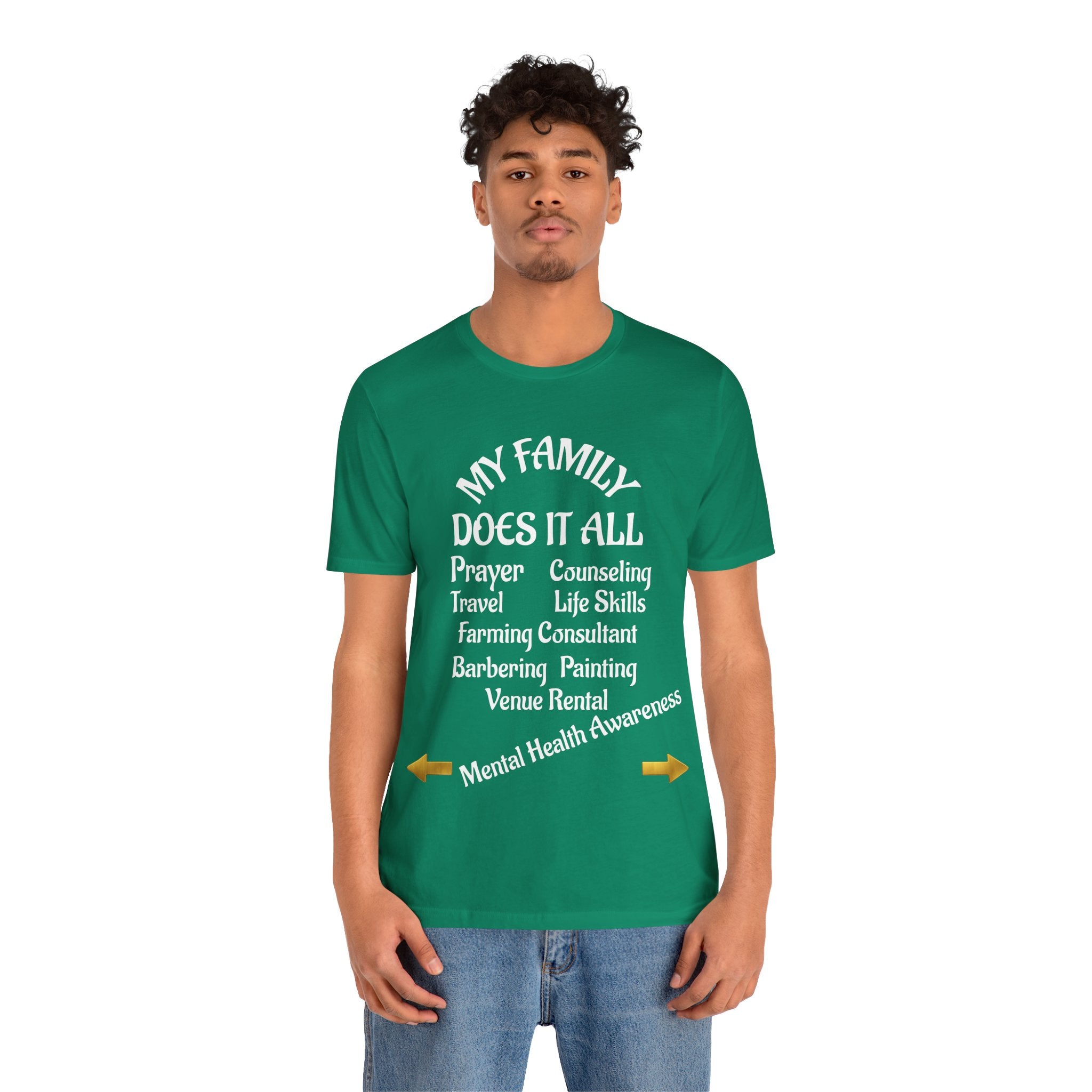 Unisex Jersey Short Sleeve-MY FAMILY DOES IT ALL W/BACK PRINT