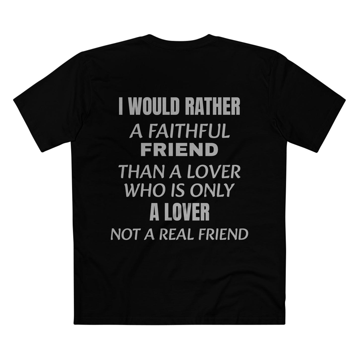 Men's Staple Short Sleeve Back Print-Rather A Faithful Friend