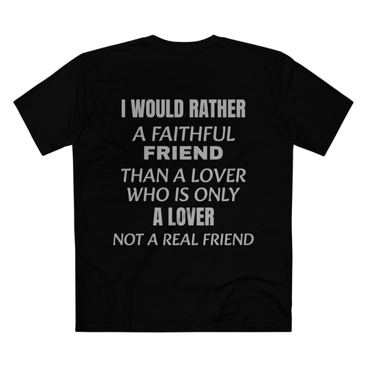 Men's Staple Short Sleeve Back Print-Rather A Faithful Friend