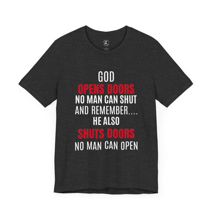 Unisex Jersey Short Sleeve Tee-GOD OPENS DOORS