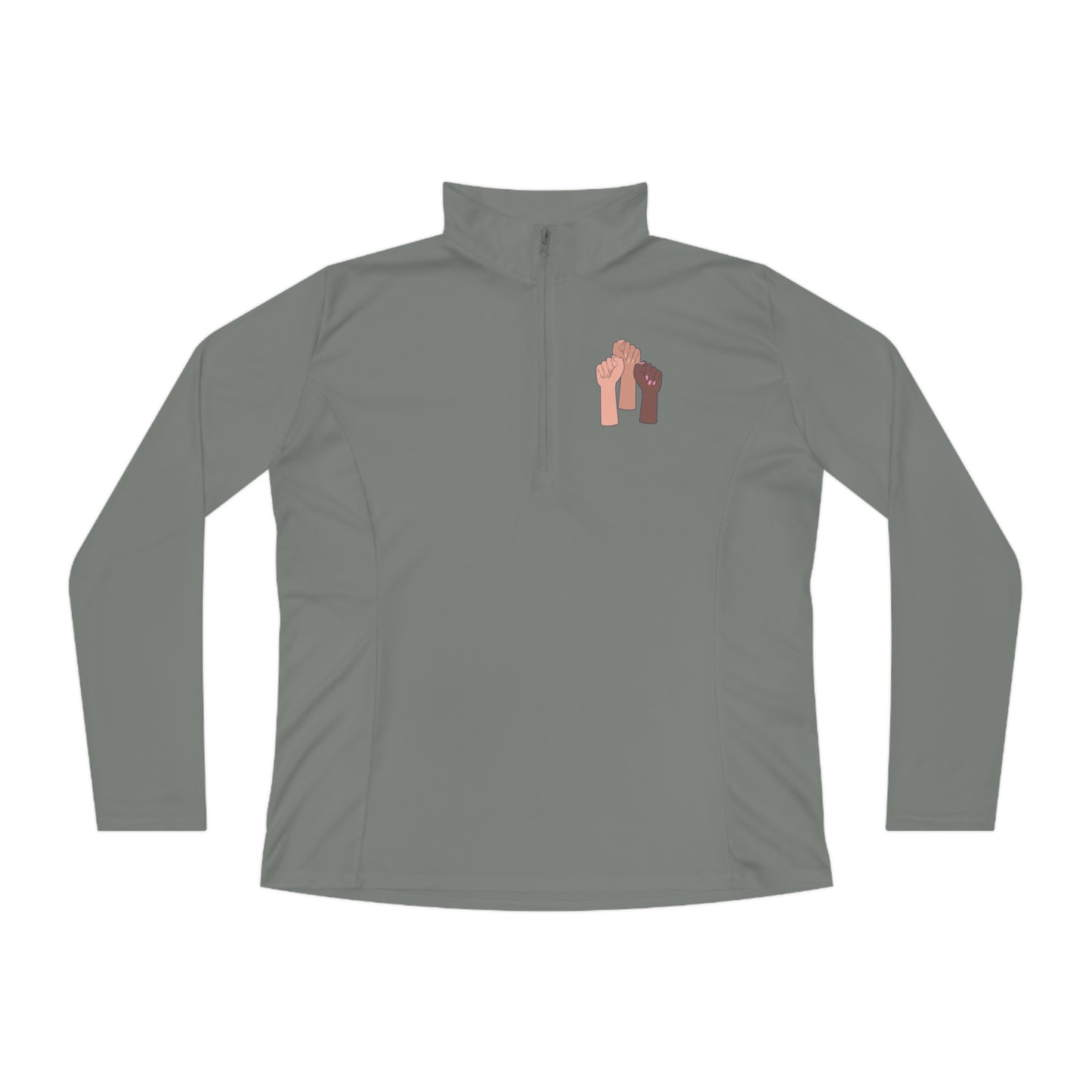 Women's Long Sleeve-Ladies Quarter-Zip Pullover-Togetherness Fists