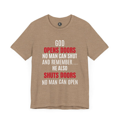 Unisex Jersey Short Sleeve Tee-GOD OPENS DOORS
