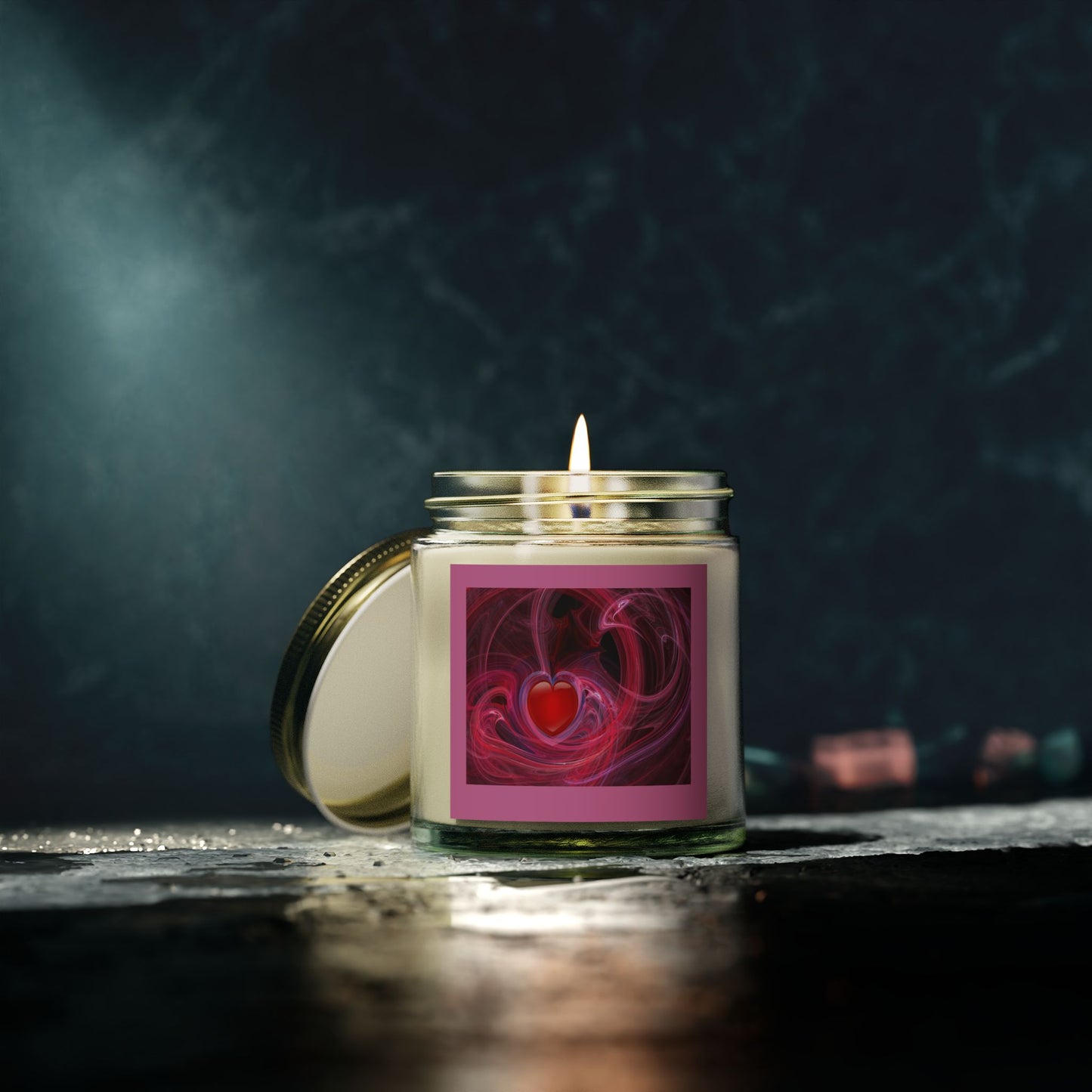 Scented Candles, Coconut Apricot Wax (4oz, 9oz) LOVE SWIRL